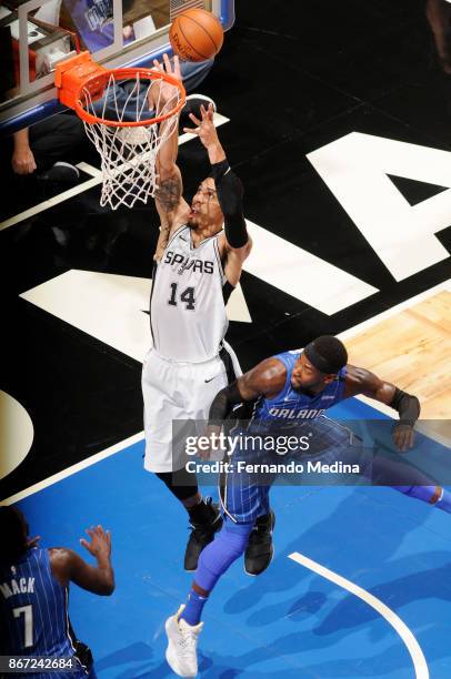 Danny Green of the San Antonio Spurs shoots the ball against the Orlando Magic on October 27, 2017 at Amway Center in Orlando, Florida. NOTE TO USER:...