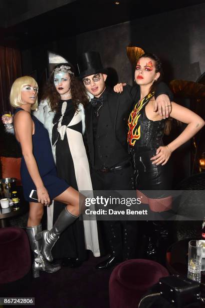 Clementine Linieres, Daisy Maybe, Rafferty Law and Bee Beardsworth attend Dali's Dream Halloween party hosted by Velocity Black and The Mandrake...