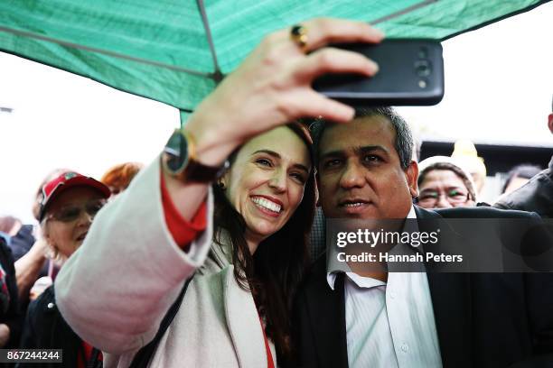 New Zealand Prime Minister Jacinda Ardern poses for photos at the Sandringham street festival on October 28, 2017 in Auckland, New Zealand. Jacinda...