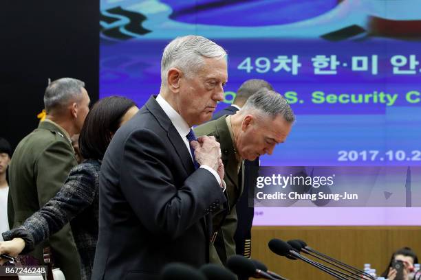 Secretary of Defense James Mattis attends the 49th Security Consultative Meeting at Defense Ministry on October 28, 2017 in Seoul, South Korea....