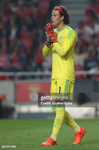 Benfica goalkeeper Mile Svilar from Belgium in action during the Primeira Liga match between SL Benfica and CD Feirense at Estadio da Luz on October...