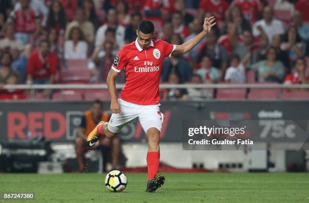 Benfica forward Raul Jimenez from Mexico in action during the Primeira Liga match between SL Benfica and CD Feirense at Estadio da Luz on October 27,...