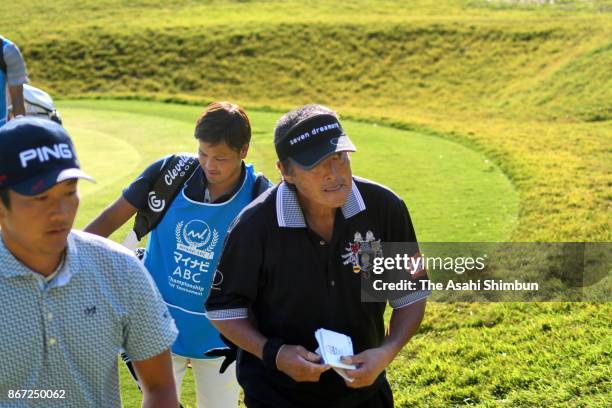 Masashi Ozaki of Japan is seen during the second round of the Mynavi ABC Championship at ABC Golf Club on October 27, 2017 in Kato, Hyogo, Japan.