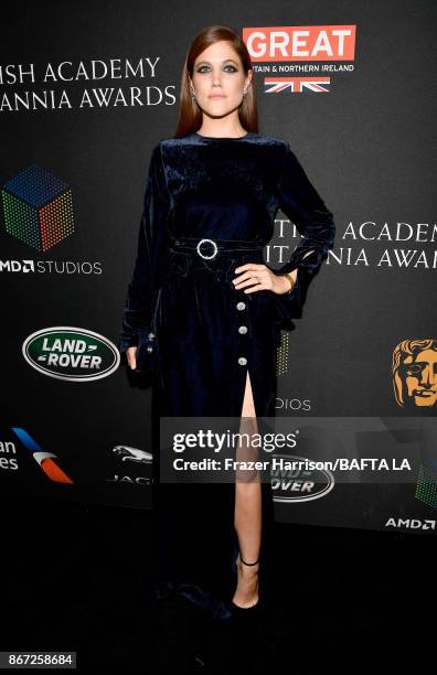 Charity Wakefield attends the 2017 AMD British Academy Britannia Awards Presented by American Airlines And Jaguar Land Rover at The Beverly Hilton...