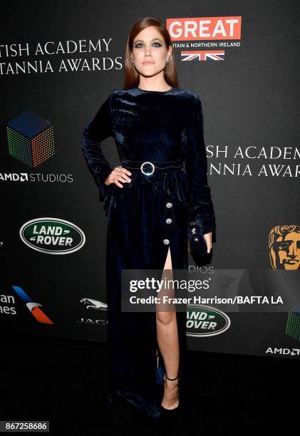 Charity Wakefield attends the 2017 AMD British Academy Britannia Awards Presented by American Airlines And Jaguar Land Rover at The Beverly Hilton...