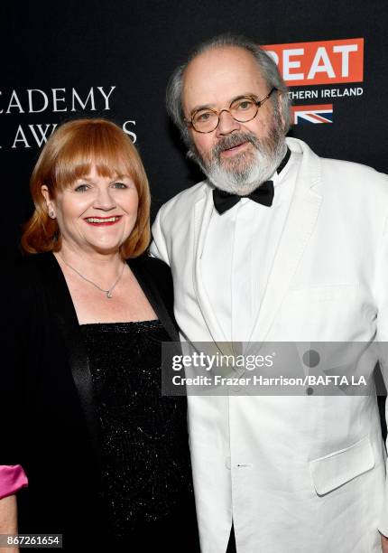 Lesley Nicol and David Keith Heald attend the 2017 AMD British Academy Britannia Awards Presented by American Airlines And Jaguar Land Rover at The...