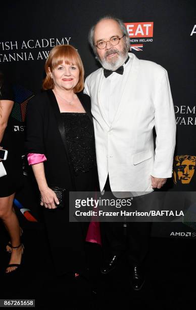 Lesley Nicol and David Keith Heald attend the 2017 AMD British Academy Britannia Awards Presented by American Airlines And Jaguar Land Rover at The...