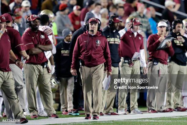 Florida State head coach Jimbo Fisher on the sidelines during a game between the Boston College Eagles and the Florida State Seminoles on October 27...