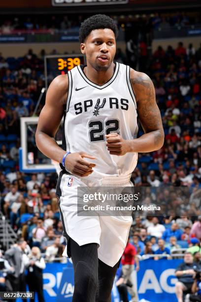 Rudy Gay of the San Antonio Spurs looks on during the game against the Orlando Magic on October 27, 2017 at Amway Center in Orlando, Florida. NOTE TO...
