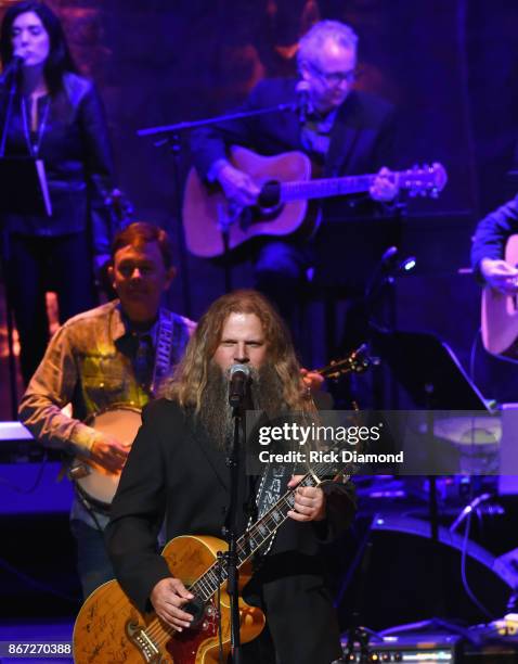 Jamey Johnson performs during the Country Music Hall of Fame and Museum Medallion Ceremony to celebrate 2017 hall of fame inductees Alan Jackson,...