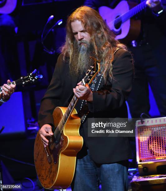 Jamey Johnson performs during the Country Music Hall of Fame and Museum Medallion Ceremony to celebrate 2017 hall of fame inductees Alan Jackson,...