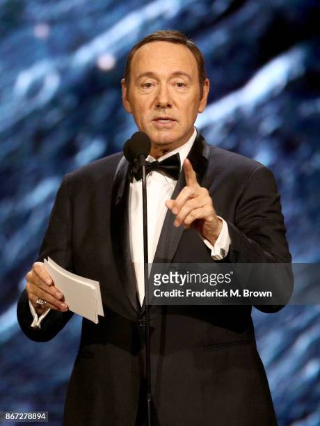 Kevin Spacey onstage to present Britannia Award for Excellence in Television presented by Swarovski at the 2017 AMD British Academy Britannia Awards...
