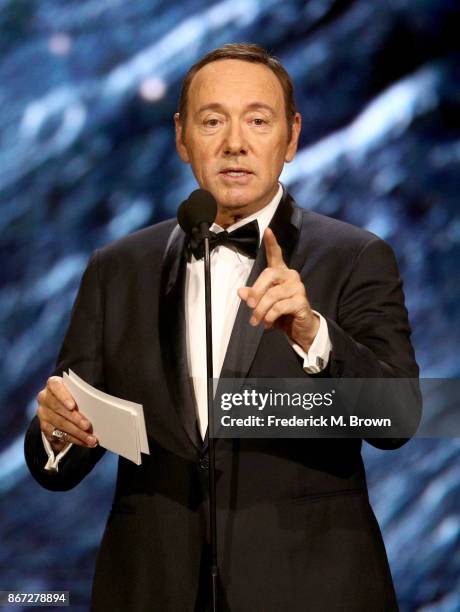 Kevin Spacey onstage to present Britannia Award for Excellence in Television presented by Swarovski at the 2017 AMD British Academy Britannia Awards...