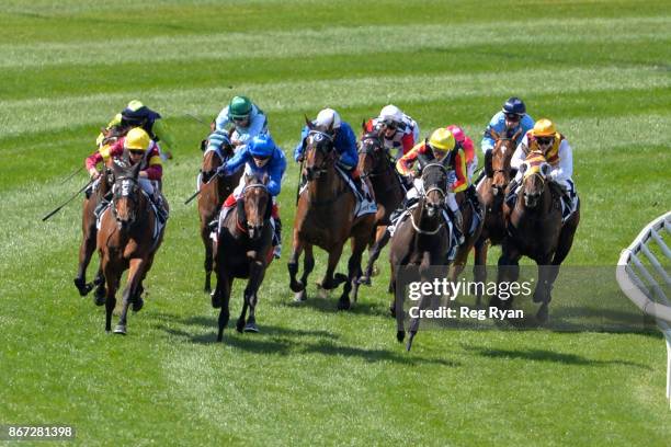 Banish ridden by Craig Williams wins the italktravel Fillies Classic at Moonee Valley Racecourse on October 28, 2017 in Moonee Ponds, Australia.