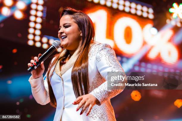 Oct 27: Maiara member of the duo Maiara and Maraisa performs live on stage at Citibank Hall on October 27, 2017 in Sao Paulo, Brazil.