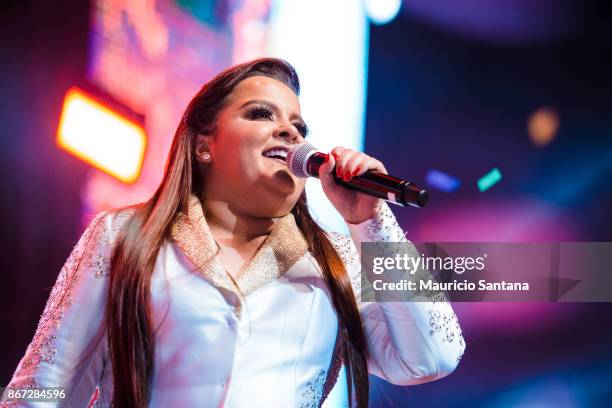 Oct 27: Maiara member of the duo Maiara and Maraisa performs live on stage at Citibank Hall on October 27, 2017 in Sao Paulo, Brazil.