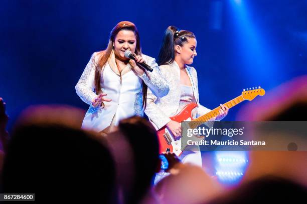 Oct 27: Maiara and Maraisa performs live on stage at Citibank Hall on October 27, 2017 in Sao Paulo, Brazil.