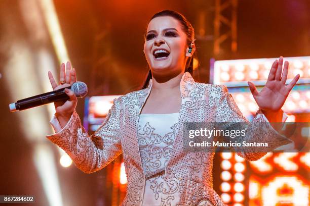 Oct 27: Maraisa member of the duo Maiara and Maraisa performs live on stage at Citibank Hall on October 27, 2017 in Sao Paulo, Brazil.