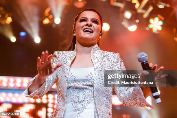 Oct 27: Maraisa member of the duo Maiara and Maraisa performs live on stage at Citibank Hall on October 27, 2017 in Sao Paulo, Brazil.