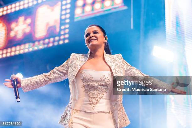 Oct 27: Maraisa member of the duo Maiara and Maraisa performs live on stage at Citibank Hall on October 27, 2017 in Sao Paulo, Brazil.