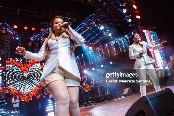 Oct 27: Maiara and Maraisa performs live on stage at Citibank Hall on October 27, 2017 in Sao Paulo, Brazil.