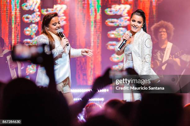 Oct 27: Maiara and Maraisa performs live on stage at Citibank Hall on October 27, 2017 in Sao Paulo, Brazil.