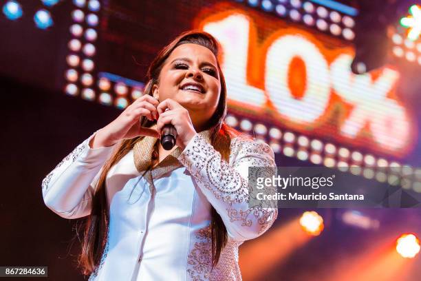 Oct 27: Maiara member of the duo Maiara and Maraisa performs live on stage at Citibank Hall on October 27, 2017 in Sao Paulo, Brazil.