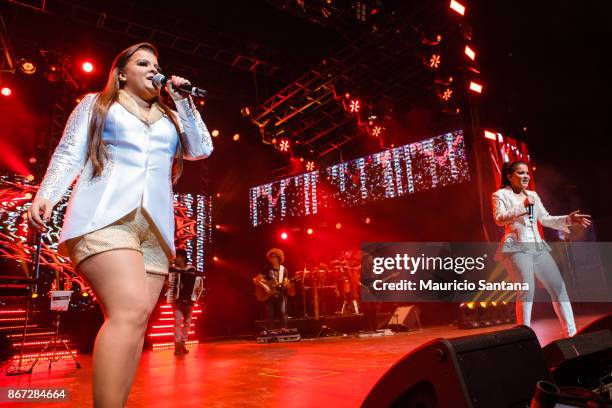 Oct 27: Maiara and Maraisa performs live on stage at Citibank Hall on October 27, 2017 in Sao Paulo, Brazil.