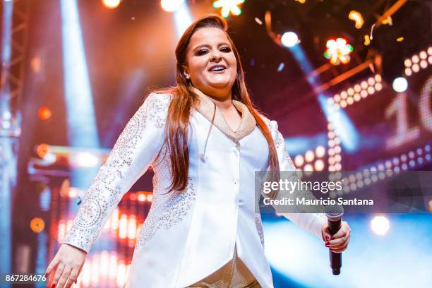 Oct 27: Maiara member of the duo Maiara and Maraisa performs live on stage at Citibank Hall on October 27, 2017 in Sao Paulo, Brazil.