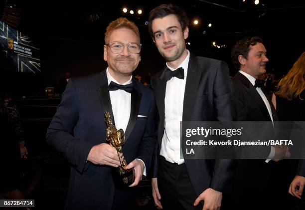 Honoree Kenneth Branagh and Jack Whitehall pose with Albert R. Broccoli Britannia Award for Worldwide Contribution to Entertainment at the 2017 AMD...