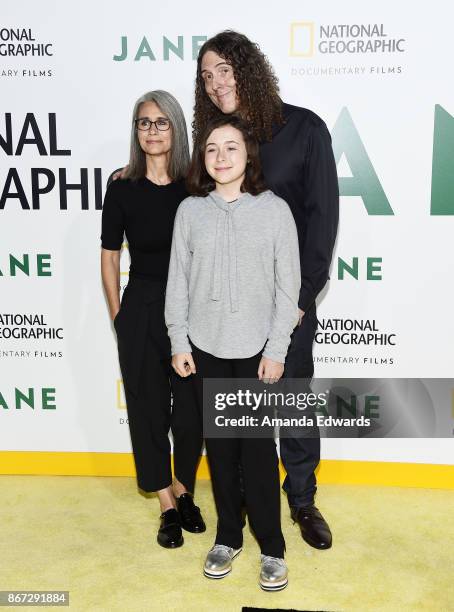 Singer-songwriter "Weird Al" Yankovic, his wife Suzanne Yankovic and their daughter Nina Yankovic arrive at the premiere of National Geographic...