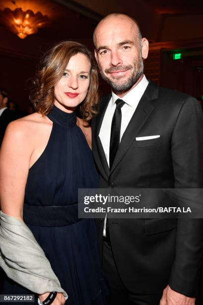 Paul Blackthorne and guest attend the 2017 AMD British Academy Britannia Awards Presented by American Airlines And Jaguar Land Rover at The Beverly...