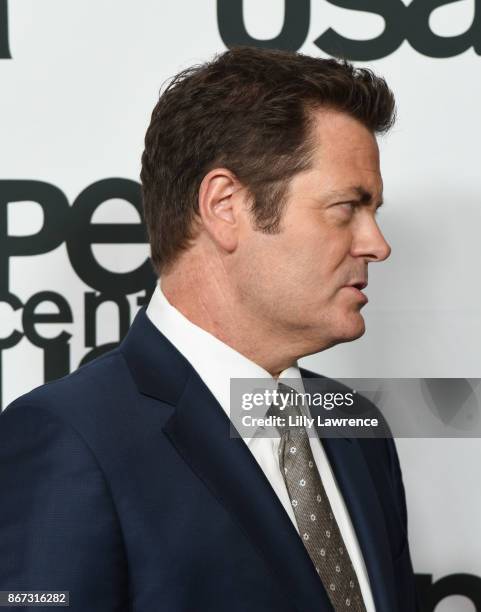 Actor/writer Nick Offerman arrives at PEN Center USA's 27th Annual Literary Awards Festival on October 27, 2017 in Beverly Hills, California.