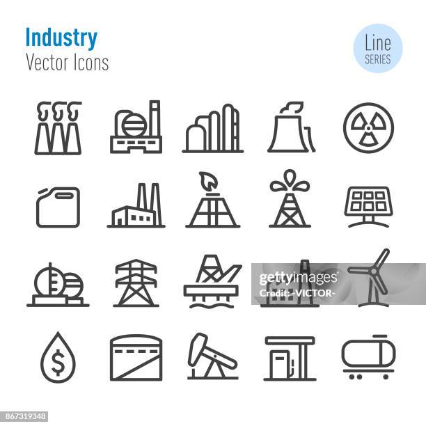 bildbanksillustrationer, clip art samt tecknat material och ikoner med industrin ikoner - vektor line serien - atomic imagery