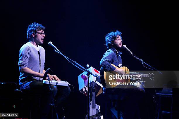 Jemaine Clement and Bret McKenzie of Flight Of The Conchords perform in concert at The Bass Concert Hall on May 7, 2009 in Austin, Texas.