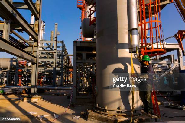 Refinery workers at the Kawergosk refinery. The oil production in Iraqi Kurdistan is supposed to represent 30% of the Iraqi production, according to...