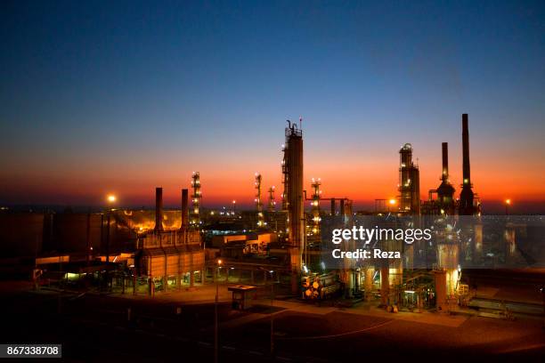 View of the Kawergosk refinery at sunset. The oil production in Iraqi Kurdistan is supposed to represent 30% of the Iraqi production, according to...