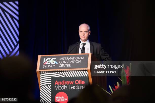 New York Times Managing Editor Joseph Kahn gives the keynote speech at the Andrew Olle lecture 2017 at ICC darling Harbour on October 27, 2017 in...