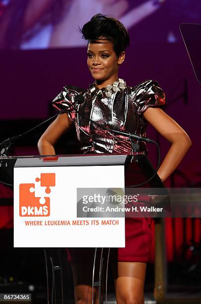 Rihanna speaks at DKMS' 3rd Annual Star-Studded Gala at Cipriani 42nd Street on May 7, 2009 in New York City.