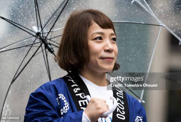 Olympic athlete Hiromi Miyake attends the Tokyo 2020 Olympic 1,000 Days Countdown event on October 28, 2017 in Tokyo, Japan.