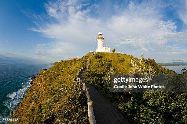 byron bay lighthouse australia - byron bay stock-fotos und bilder