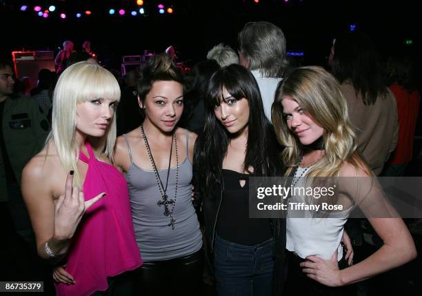 Ace Harper, Lindsey Thomas, Allie Cohen and Gina Katon of Darling Stillettos pose at the Chelsea Girls concert at The Roxy on May 7, 2009 in West...