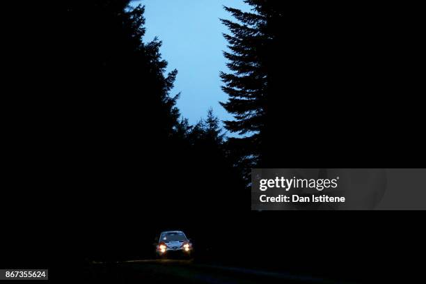 Juho Hanninen of Finland and Toyota Gazoo Racing WRT drives with co-driver Kaj Lindstrom of Finland during day two of the FIA World Rally...