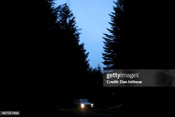Hayden Paddon of New Zealand and Hyundai Motorsport drives with co-driver Sebastian Marshall of Great Britain during day two of the FIA World Rally...