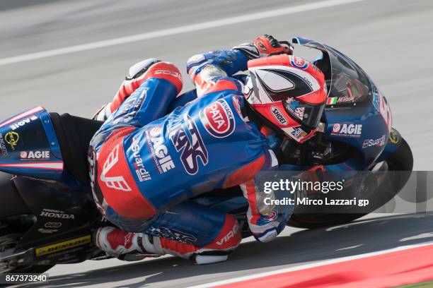 Mattia Pasini of Italy and Italtrans Racing Team rounds the bend during the qualifying practice during the MotoGP Of Malaysia - Qualifying at Sepang...