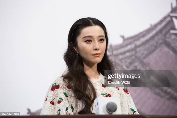 Actress Fan Bingbing attends the 1st Pingyao Crouching Tiger Hidden Dragon International Film Festival at Pingyao County on October 28, 2017 in...