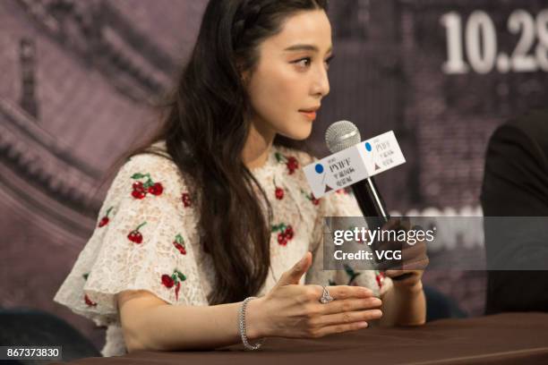 Actress Fan Bingbing attends the 1st Pingyao Crouching Tiger Hidden Dragon International Film Festival at Pingyao County on October 28, 2017 in...