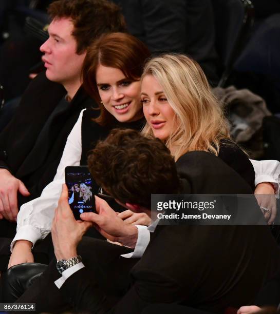 Princess Eugenie of York and Ellie Goulding attend the Brooklyn Nets Vs New York Knicks game at Madison Square Garden on October 27, 2017 in New York...