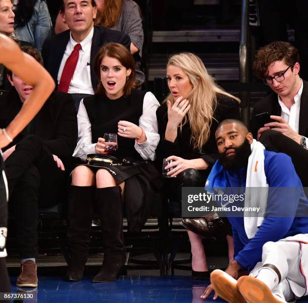 Princess Eugenie of York and Ellie Goulding attend the Brooklyn Nets Vs New York Knicks game at Madison Square Garden on October 27, 2017 in New York...