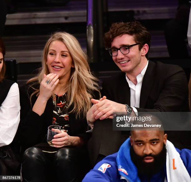 Ellie Goulding and Caspar Jopling attend the Brooklyn Nets Vs New York Knicks game at Madison Square Garden on October 27, 2017 in New York City.